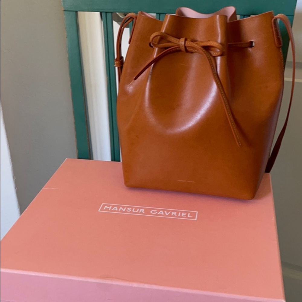 Mansur Gaveriel bucket bag in Cammello/Rosa